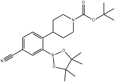 tert-butyl 4-(4-cyano-2-(4,4,5,5-tetramethyl-1,3,2-dioxaborolan-2-yl)phenyl)piperidine-1-carboxylate Structure