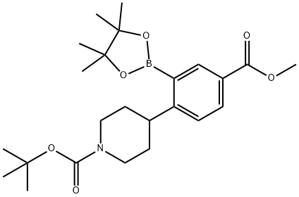 tert-butyl 4-(4-(methoxycarbonyl)-2-(4,4,5,5-tetramethyl-1,3,2-dioxaborolan-2-yl)phenyl)piperidine-1-carboxylate 结构式