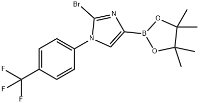 2-bromo-4-(4,4,5,5-tetramethyl-1,3,2-dioxaborolan-2-yl)-1-(4-(trifluoromethyl)phenyl)-1H-imidazole Struktur