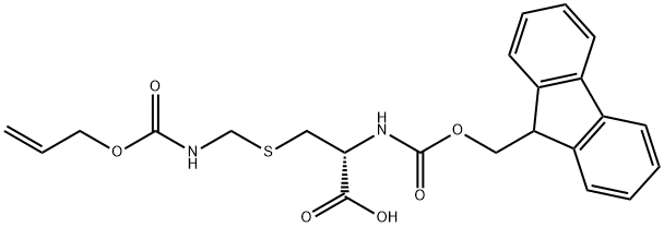 (2R)-2-({[(9H-fluoren-9-yl)methoxy]carbonyl}amino)-3-({[(prop-2-en-1-yloxy)carbonyl]amino}sulfanyl)propanoic acid 化学構造式