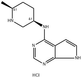 N-((3R,6S)-6-methylpiperidin-3-yl)-7H-pyrrolo[2,3-d]pyrimidin-4-amine hydrochloride 结构式