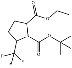 5-Trifluoromethyl-pyrrolidine-1,2-dicarboxylic acid 1-tert-butyl ester 2-ethyl ester,2379651-39-3,结构式