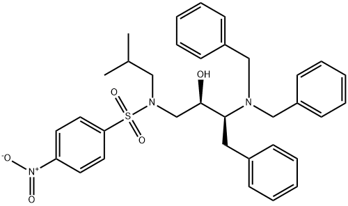 N-(3-dibenzylamino-2-hydroxy-4-phenylbutyl)-N-isobutyl-4-nitrobenzenesulfonamide Struktur