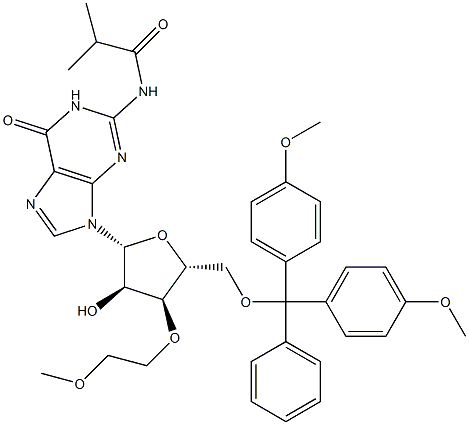 N2-iso-Butyroyl-5'-O-(4,4'-dimethoxytrityl)-3'-O-(methoxyethyl)guanosine Struktur