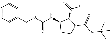 1,2-Pyrrolidinedicarboxylic acid, 3-[[(phenylmethoxy)carbonyl]amino]-, 1-(1,1-dimethylethyl) ester, (2R,3R)- Structure