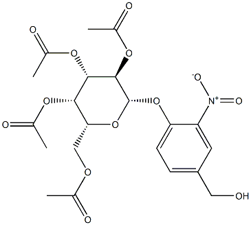 (2R,3S,4S,5R,6S)-2-(乙酰氧基甲基)-6-(4-(羟甲基)-2-硝基苯氧基)四氢-2H-吡喃-3,4,5-三基三乙酸酯, 290298-12-3, 结构式