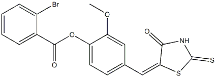 2-methoxy-4-[(4-oxo-2-thioxo-1,3-thiazolidin-5-ylidene)methyl]phenyl 2-bromobenzoate,292172-37-3,结构式