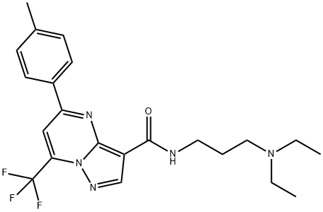 N-[3-(diethylamino)propyl]-5-(4-methylphenyl)-7-(trifluoromethyl)pyrazolo[1,5-a]pyrimidine-3-carboxamide,296244-39-8,结构式