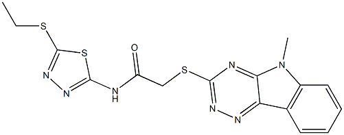 N-[5-(ethylsulfanyl)-1,3,4-thiadiazol-2-yl]-2-[(5-methyl-5H-[1,2,4]triazino[5,6-b]indol-3-yl)sulfanyl]acetamide Structure