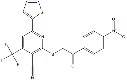 2-[(2-{4-nitrophenyl}-2-oxoethyl)sulfanyl]-6-(2-thienyl)-4-(trifluoromethyl)nicotinonitrile Structure