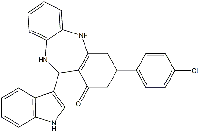 3-(4-chlorophenyl)-11-(1H-indol-3-yl)-2,3,4,5,10,11-hexahydro-1H-dibenzo[b,e][1,4]diazepin-1-one,299919-39-4,结构式