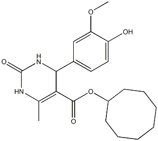 cyclooctyl 4-[4-hydroxy-3-(methyloxy)phenyl]-6-methyl-2-oxo-1,2,3,4-tetrahydropyrimidine-5-carboxylate Structure