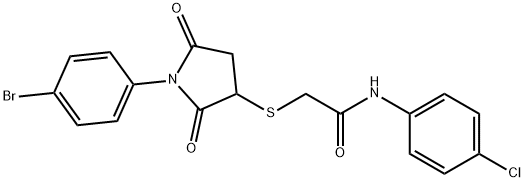 2-{[1-(4-bromophenyl)-2,5-dioxopyrrolidin-3-yl]sulfanyl}-N-(4-chlorophenyl)acetamide Struktur