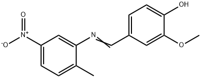 2-methoxy-4-{[(2-methyl-5-nitrophenyl)imino]methyl}phenol Struktur