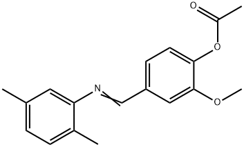 4-{[(2,5-dimethylphenyl)imino]methyl}-2-methoxyphenyl acetate Struktur
