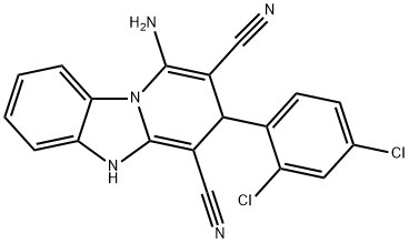 1-amino-3-(2,4-dichlorophenyl)-3,5-dihydropyrido[1,2-a]benzimidazole-2,4-dicarbonitrile 结构式