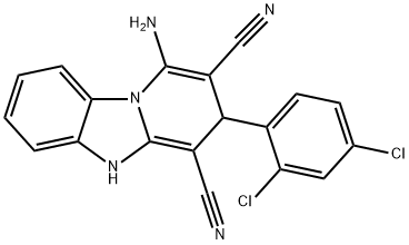 1-amino-3-(2,4-dichlorophenyl)-3,5-dihydropyrido[1,2-a]benzimidazole-2,4-dicarbonitrile Struktur