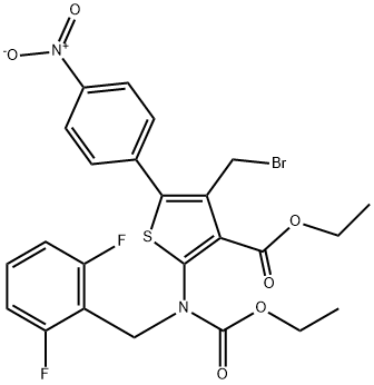 ethyl 4-(bromomethyl)-2-((2,6-difluorobenzyl)(ethoxycarbonyl)amino)-5-(4-nitrophenyl)thiophene-3-carboxylate Structure