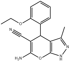 6-amino-4-(2-ethoxyphenyl)-3-methyl-1,4-dihydropyrano[2,3-c]pyrazole-5-carbonitrile Structure