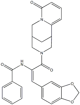 N-{2-(1,3-benzodioxol-5-yl)-1-[(6-oxo-7,11-diazatricyclo[7.3.1.0~2,7~]trideca-2,4-dien-11-yl)carbonyl]vinyl}benzamide,309926-21-4,结构式