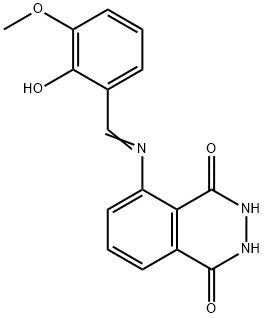 5-[(2-hydroxy-3-methoxybenzylidene)amino]-2,3-dihydro-1,4-phthalazinedione 化学構造式