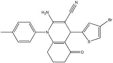 2-amino-4-(4-bromo-2-thienyl)-1-(4-methylphenyl)-5-oxo-1,4,5,6,7,8-hexahydro-3-quinolinecarbonitrile Struktur