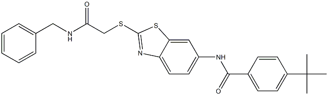 N-(2-{[2-(benzylamino)-2-oxoethyl]sulfanyl}-1,3-benzothiazol-6-yl)-4-tert-butylbenzamide Struktur
