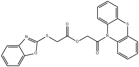 2-oxo-2-(10H-phenothiazin-10-yl)ethyl (1,3-benzoxazol-2-ylsulfanyl)acetate 化学構造式