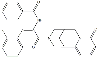 N-{2-(2-fluorophenyl)-1-[(6-oxo-7,11-diazatricyclo[7.3.1.0~2,7~]trideca-2,4-dien-11-yl)carbonyl]vinyl}benzamide Structure