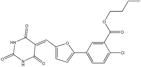 butyl 2-chloro-5-{5-[(2,4,6-trioxotetrahydro-5(2H)-pyrimidinylidene)methyl]-2-furyl}benzoate,312706-56-2,结构式