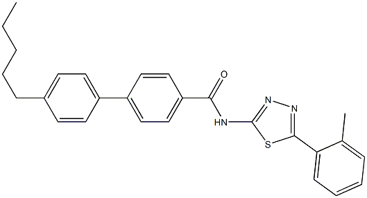 N-[5-(2-methylphenyl)-1,3,4-thiadiazol-2-yl]-4'-pentyl[1,1'-biphenyl]-4-carboxamide Struktur