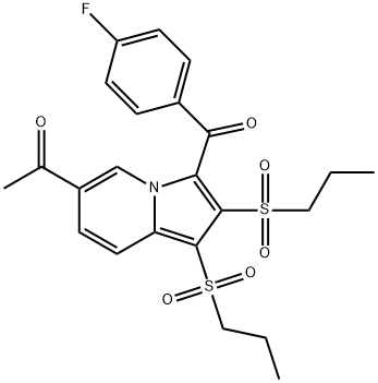 1-[3-(4-fluorobenzoyl)-1,2-bis(propylsulfonyl)indolizin-6-yl]ethanone Structure
