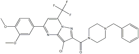 2-[(4-benzyl-1-piperazinyl)carbonyl]-3-chloro-5-(3,4-dimethoxyphenyl)-7-(trifluoromethyl)pyrazolo[1,5-a]pyrimidine|