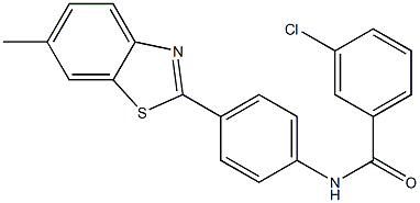 3-chloro-N-[4-(6-methyl-1,3-benzothiazol-2-yl)phenyl]benzamide 化学構造式