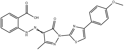 2-(2-{1-[4-(4-methoxyphenyl)-1,3-thiazol-2-yl]-3-methyl-5-oxo-1,5-dihydro-4H-pyrazol-4-ylidene}hydrazino)benzoic acid Struktur