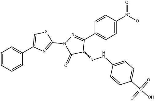 4-{2-[3-(4-nitrophenyl)-5-oxo-1-(4-phenyl-1,3-thiazol-2-yl)-1,5-dihydro-4H-pyrazol-4-ylidene]hydrazino}benzenesulfonic acid,314293-06-6,结构式