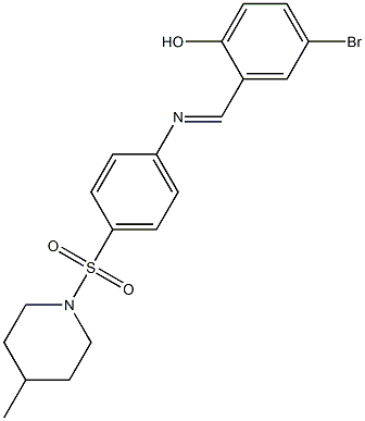 4-bromo-2-[({4-[(4-methyl-1-piperidinyl)sulfonyl]phenyl}imino)methyl]phenol|