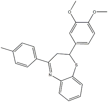 2-(3,4-dimethoxyphenyl)-4-(4-methylphenyl)-2,3-dihydro-1,5-benzothiazepine Structure