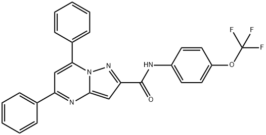 5,7-diphenyl-N-[4-(trifluoromethoxy)phenyl]pyrazolo[1,5-a]pyrimidine-2-carboxamide,326923-15-3,结构式
