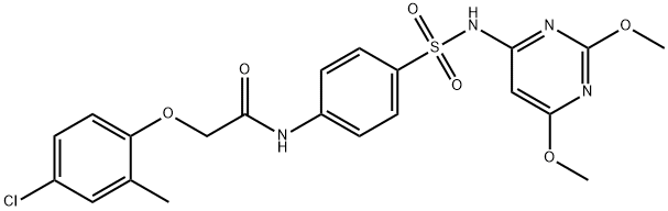 2-(4-chloro-2-methylphenoxy)-N-(4-{[(2,6-dimethoxy-4-pyrimidinyl)amino]sulfonyl}phenyl)acetamide 化学構造式