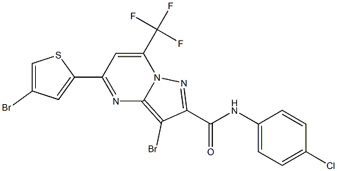 3-bromo-5-(4-bromo-2-thienyl)-N-(4-chlorophenyl)-7-(trifluoromethyl)pyrazolo[1,5-a]pyrimidine-2-carboxamide 结构式