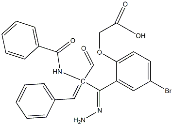 (2-{2-[2-(benzoylamino)-3-phenylacryloyl]carbohydrazonoyl}-4-bromophenoxy)acetic acid Structure