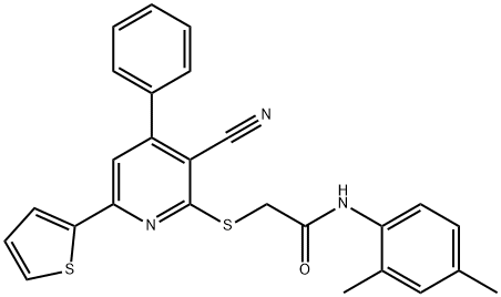 2-{[3-cyano-4-phenyl-6-(2-thienyl)-2-pyridinyl]sulfanyl}-N-(2,4-dimethylphenyl)acetamide Structure