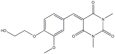 5-[4-(2-hydroxyethoxy)-3-methoxybenzylidene]-1,3-dimethyl-2,4,6(1H,3H,5H)-pyrimidinetrione Structure