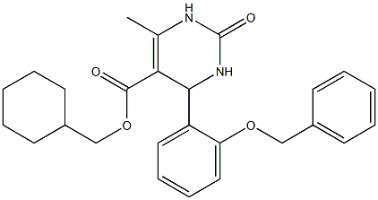 cyclohexylmethyl 4-[2-(benzyloxy)phenyl]-6-methyl-2-oxo-1,2,3,4-tetrahydro-5-pyrimidinecarboxylate 化学構造式