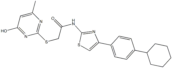 N-[4-(4-cyclohexylphenyl)-1,3-thiazol-2-yl]-2-[(4-hydroxy-6-methyl-2-pyrimidinyl)sulfanyl]acetamide Structure