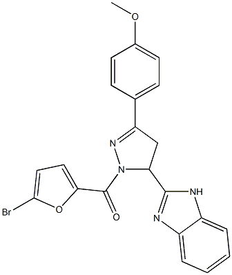 2-[1-(5-bromo-2-furoyl)-3-(4-methoxyphenyl)-4,5-dihydro-1H-pyrazol-5-yl]-1H-benzimidazole Structure