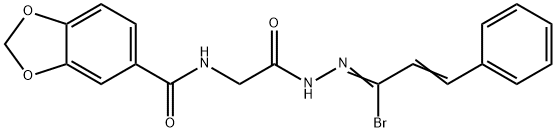 N-{[(1,3-benzodioxol-5-ylcarbonyl)amino]acetyl}-3-phenyl-2-propenehydrazonoyl bromide Structure