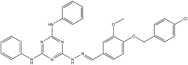 4-{[(4-chlorophenyl)methyl]oxy}-3-(methyloxy)benzaldehyde [4,6-bis(phenylamino)-1,3,5-triazin-2-yl]hydrazone Structure