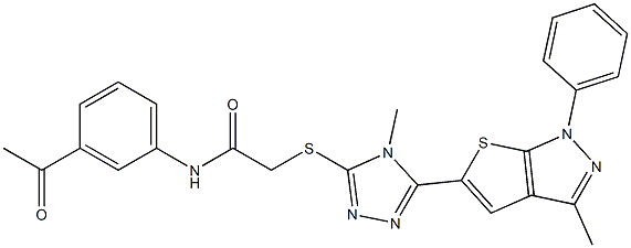N-(3-acetylphenyl)-2-{[4-methyl-5-(3-methyl-1-phenyl-1H-thieno[2,3-c]pyrazol-5-yl)-4H-1,2,4-triazol-3-yl]sulfanyl}acetamide,333312-33-7,结构式
